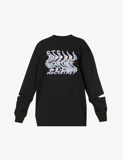 Shop Stella Mccartney Scoop-neck Cotton-jersey Sweatshirt In Black