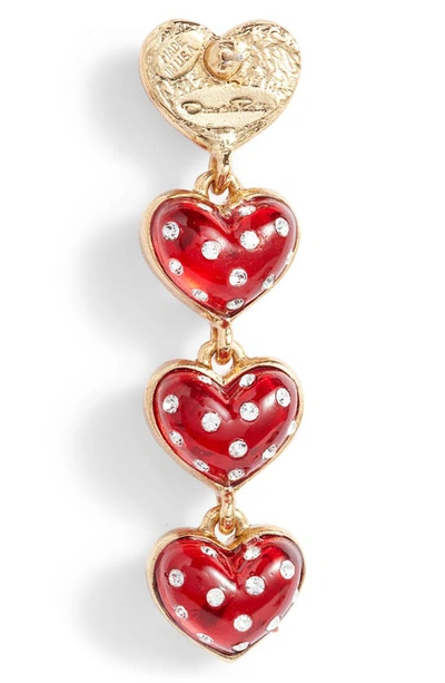Shop Oscar De La Renta Sweetheart Crystal Drop Earrings In Ruby