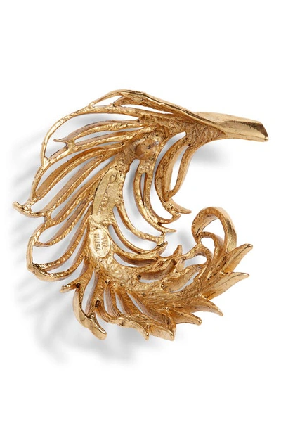 Shop Oscar De La Renta Large Feather Drop Earrings In Gold
