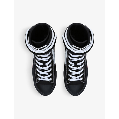 Shop Burberry Sub Contrast-stitch Woven High-top Trainers In Blk/white