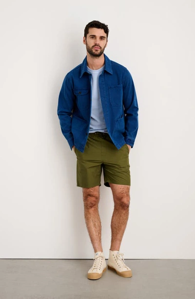 Shop Alex Mill Saturday Cotton Shorts In Olive/ Orange