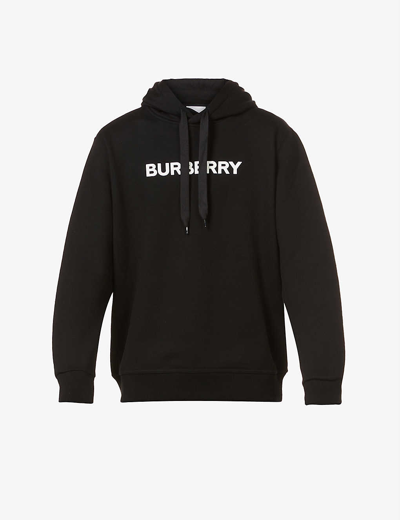 Shop Burberry Ansdell Brand-print Cotton-jersey Hoody In Black