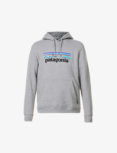 Shop Patagonia Men's Gravel Heather Logo-print Recycled Polyester And Cotton Blend Hoody