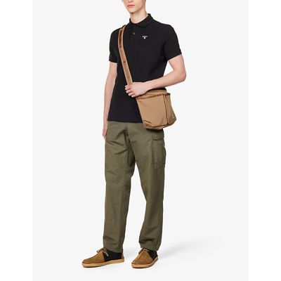 Barbour Checkered Polo With Collar And Short Sleeves In Black