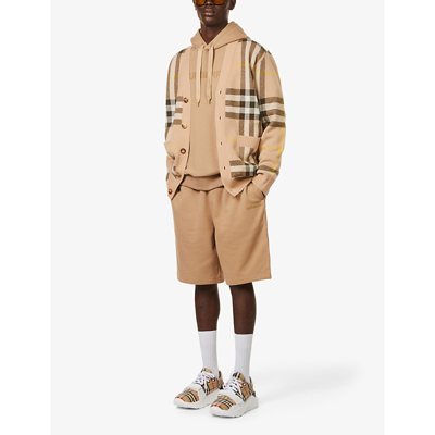 Shop Burberry Raphael Logo-embossed Cotton-jersey Shorts In Camel