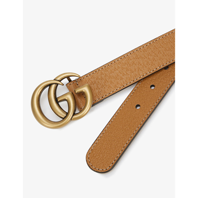 Shop Gucci Girls Brown/gold Kids Gg Leather Belt 2-8 Years