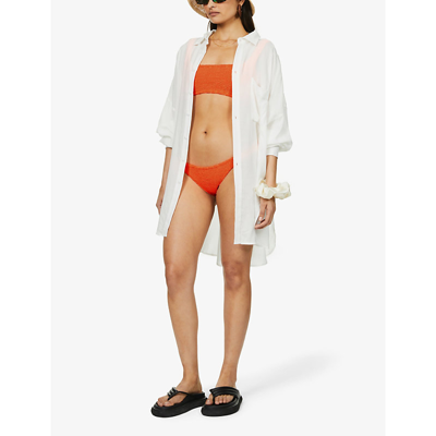 Shop Hunza G Xandra Crinkled Bikini Set In Orange