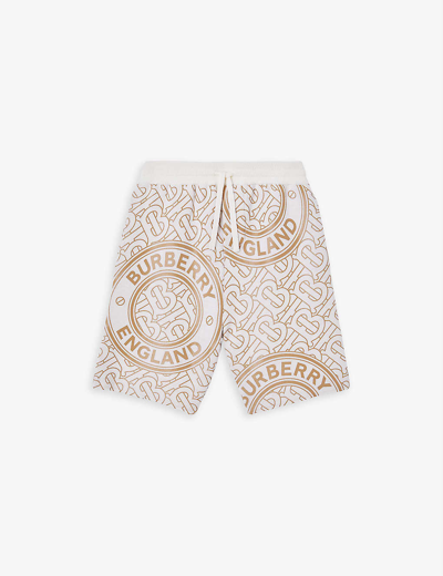 Shop Burberry Jaimie Monogram-print Wool-blend Shorts 6-14 Years In Ivory