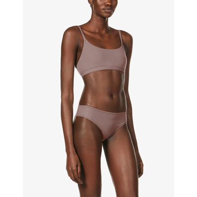Shop Skims Women's Umber Fits Everybody Mid-rise Stretch-jersey Briefs