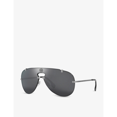 Shop Versace Women's Grey Ve2243 Mirrored Aviator Sunglasses