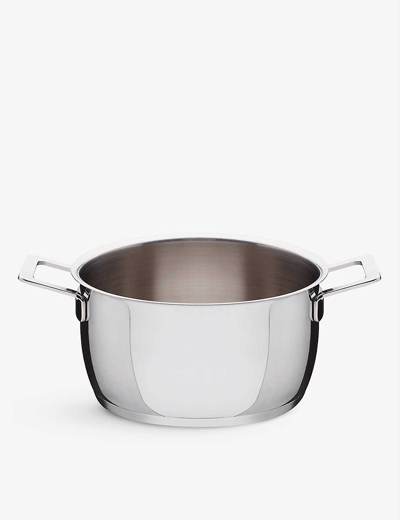 Alessi Silver Pots&pans Stainless Steel Low Casserole Pot In Silver