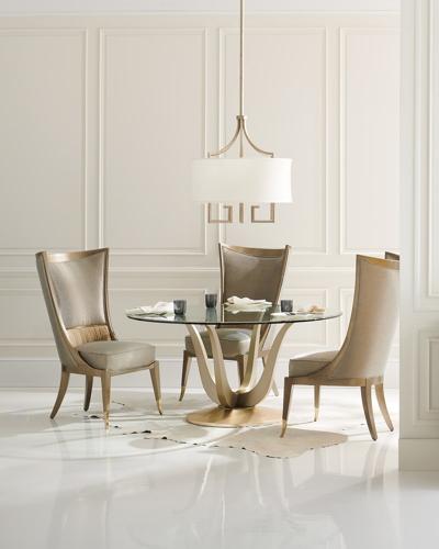 Shop Caracole Rounding Up Glass Top Dining Table In Champagne Gold