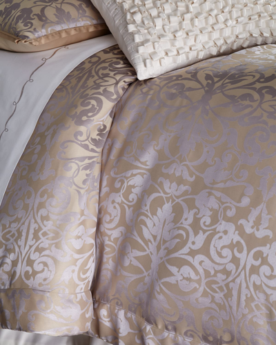Shop Lili Alessandra Queen Jackie Jacquard Duvet Cover In Champagne