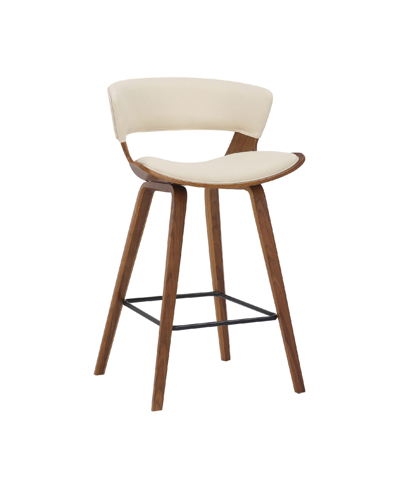 Shop Armen Living Jagger Modern Wood And Faux Leather Counter Height Bar Stool In Cream