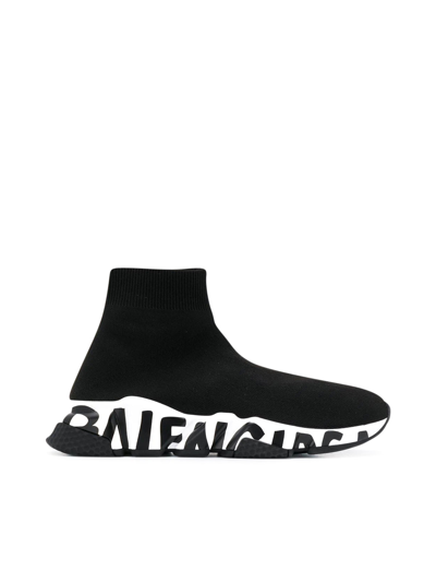 Shop Balenciaga Speed Graffiti Sole Sneakers In Black2