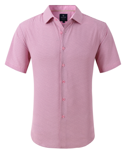 Shop Tom Baine Men's Slim Fit Short Sleeve Performance Button Down Dress Shirt In Pink