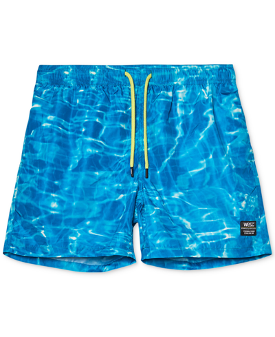 Shop Wesc Men's Pool Water Print Swim Trunks In Tye-dye Blue