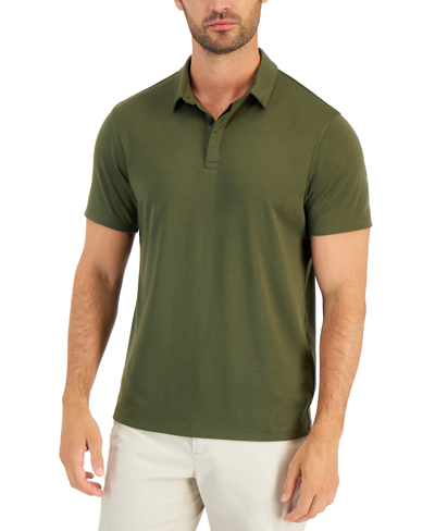Shop Alfani Men's Alfatech Stretch Solid Polo Shirt, Created For Macy's In Costa Green