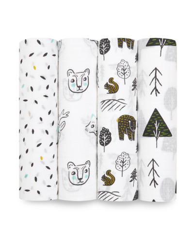 Shop Aden By Aden + Anais Baby Boys Or Baby Girls Swaddle Blankets, Pack Of 4 In Black/white