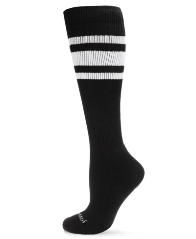 Memoi Men's Striped Athletic Cushion Sole Compression Knee Sock In Black