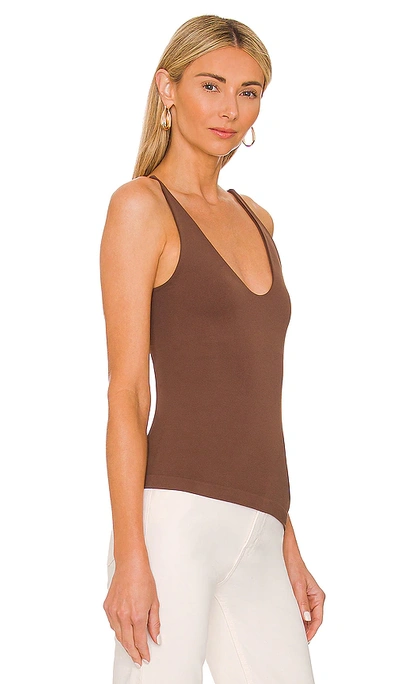 Shop Free People Seamless V Neck Cami In Chocolate