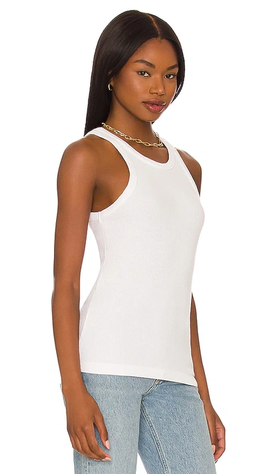 Agolde Poppy Ribbed Stretch Organic Cotton And Tencel-blend Jersey Tank In White