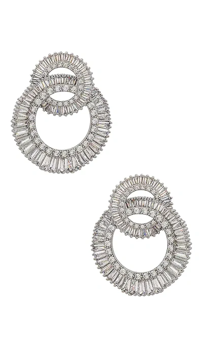 Shop Shashi Statement Earrings In Metallic Silver
