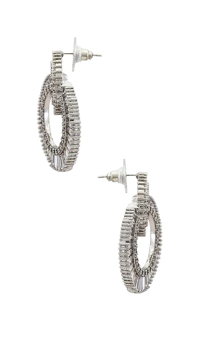Shop Shashi Statement Earrings In Metallic Silver