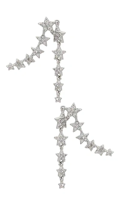 Shop Shashi Star Disco Climber Earrings In Metallic Silver