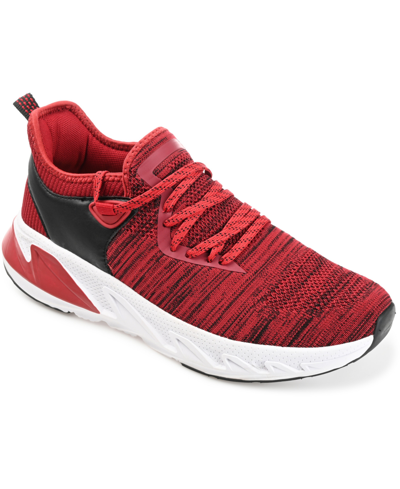 Shop Vance Co. Men's Gibbs Knit Athleisure Sneakers In Red