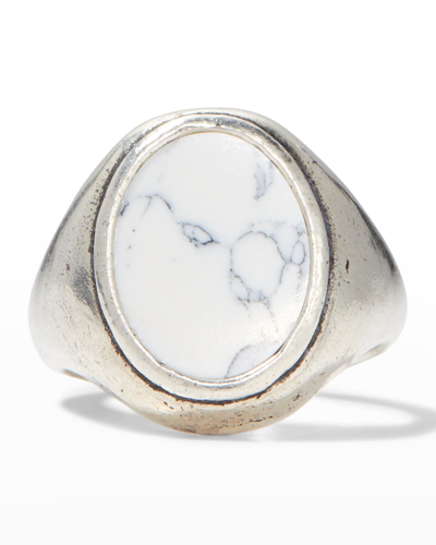 Shop John Varvatos Men's Oval Howlite Statement Ring In Silver