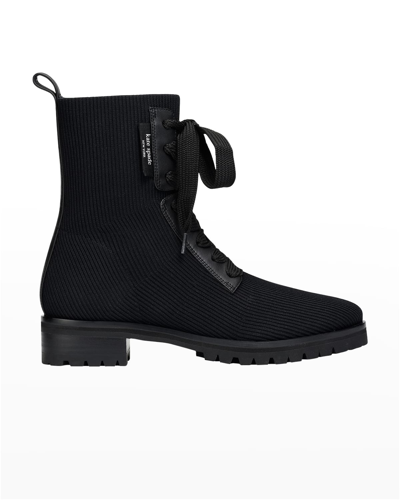 Shop Kate Spade Merigue Knit Combat Boots In Black