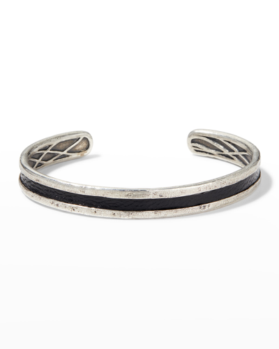 Shop John Varvatos Men's Sterling Silver & Leather Cuff Bracelet