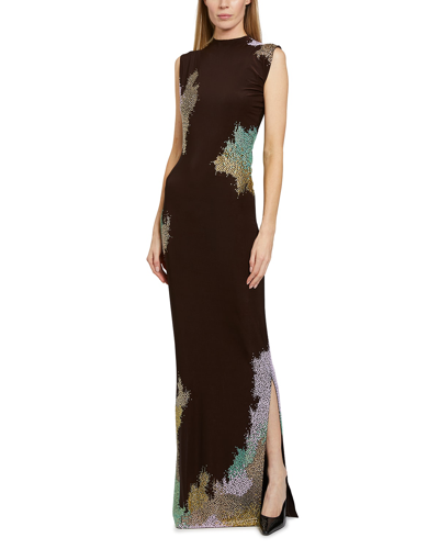 Shop 16arlington Andi Strass Embellished Column Gown In Chocolate