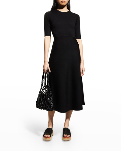 Shop Gabriela Hearst Seymore Cashmere Rib Midi Dress In Black