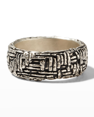 Shop John Varvatos Men's Artisan Woven Texture Band Ring In Silver