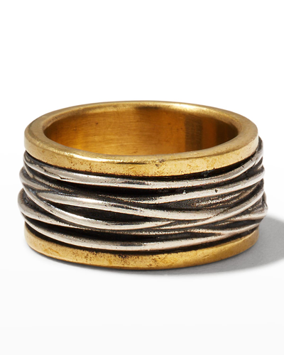 Shop John Varvatos Men's Two-tone Wrap Band Ring In Silver