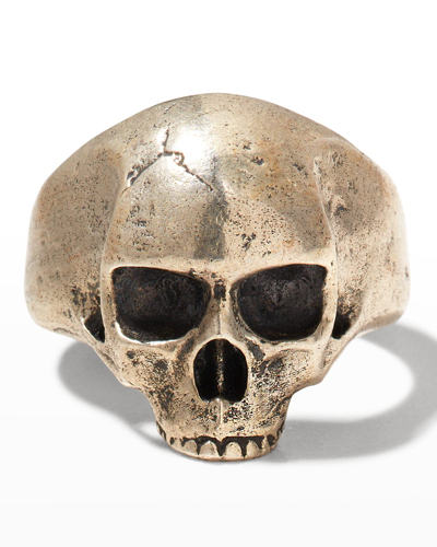 Shop John Varvatos Men's Metal Skull Signet Ring In Silver