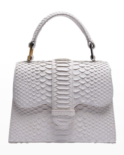 Shop Adriana Castro La Marguerite Mini Python Top-handle Bag In White