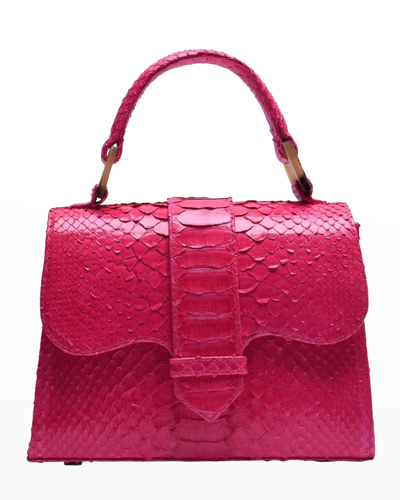 Shop Adriana Castro La Marguerite Mini Python Top-handle Bag In Fucsia