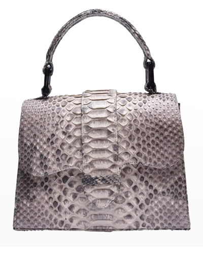 Shop Adriana Castro La Marguerite Mini Python Top-handle Bag In Natural