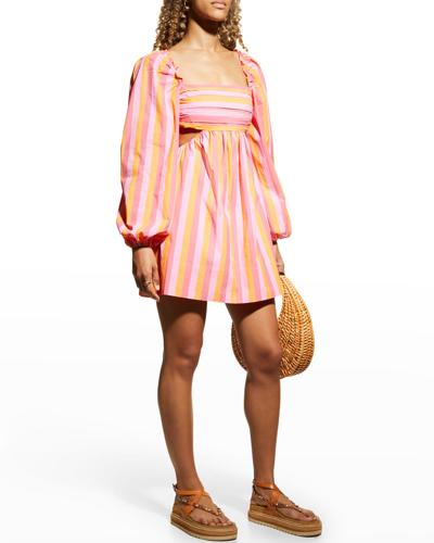 Shop Rebecca Vallance Mimi Striped Mini Dress In Sunset Stripe