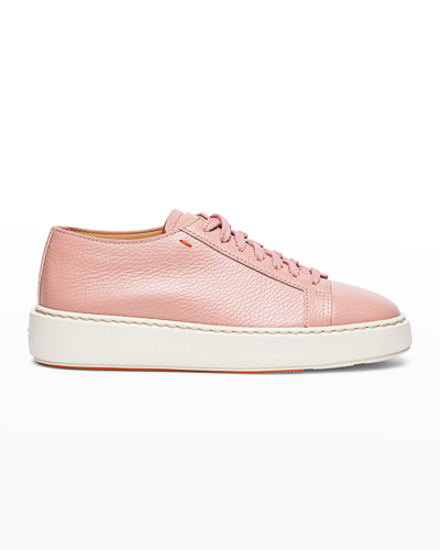 Shop Santoni Atebrin Leather Low-top Sneakers In Pink