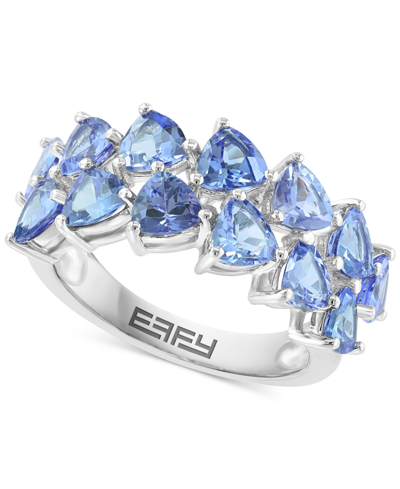 Effy Collection Effy Tanzanite Trillion Double Row Ring (3-1/3 Ct. T.w.) In Sterling Silver In Tanzanite