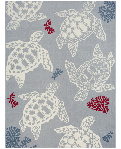 Shop Global Rug Designs Aquatic Sea Turtle 10294 5'2" X 7'2" Outdoor Area Rug In Gray