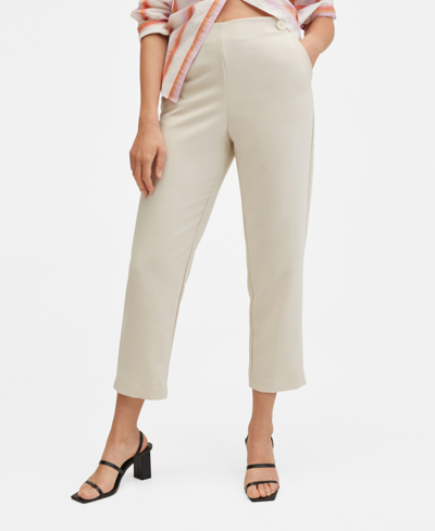 Shop Mango Women's Cropped Button Pants In Light/pastel Gray