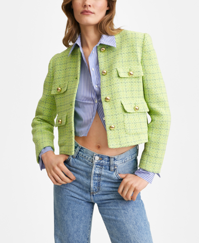 Shop Mango Women's Pocket Tweed Jacket In Bright Yel