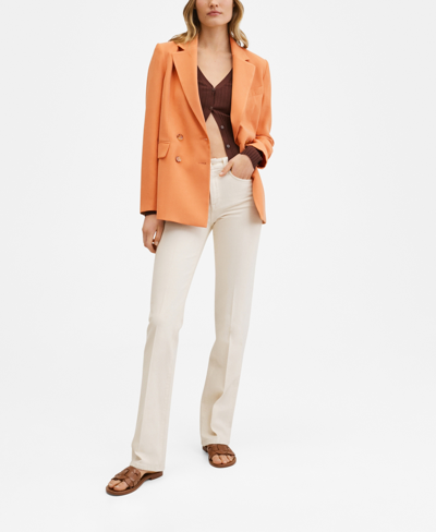 Shop Mango Women's Double-breasted Suit Blazer In Strawberry