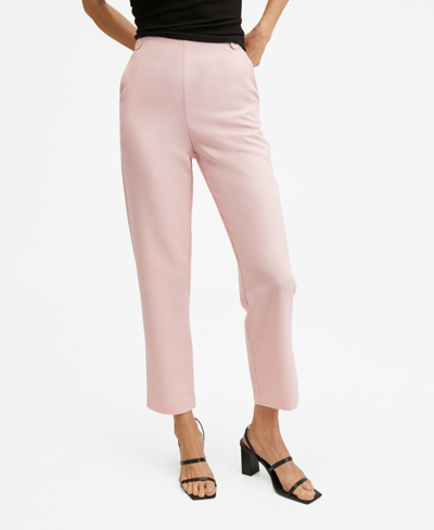 Mango Cropped Button Pants Pastel Pink | ModeSens