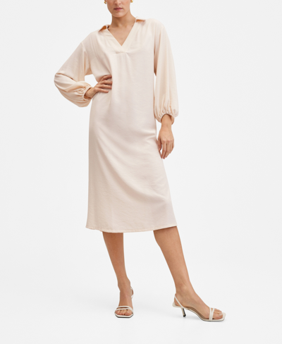 Shop Mango Women's Side Slit Dress In Off White